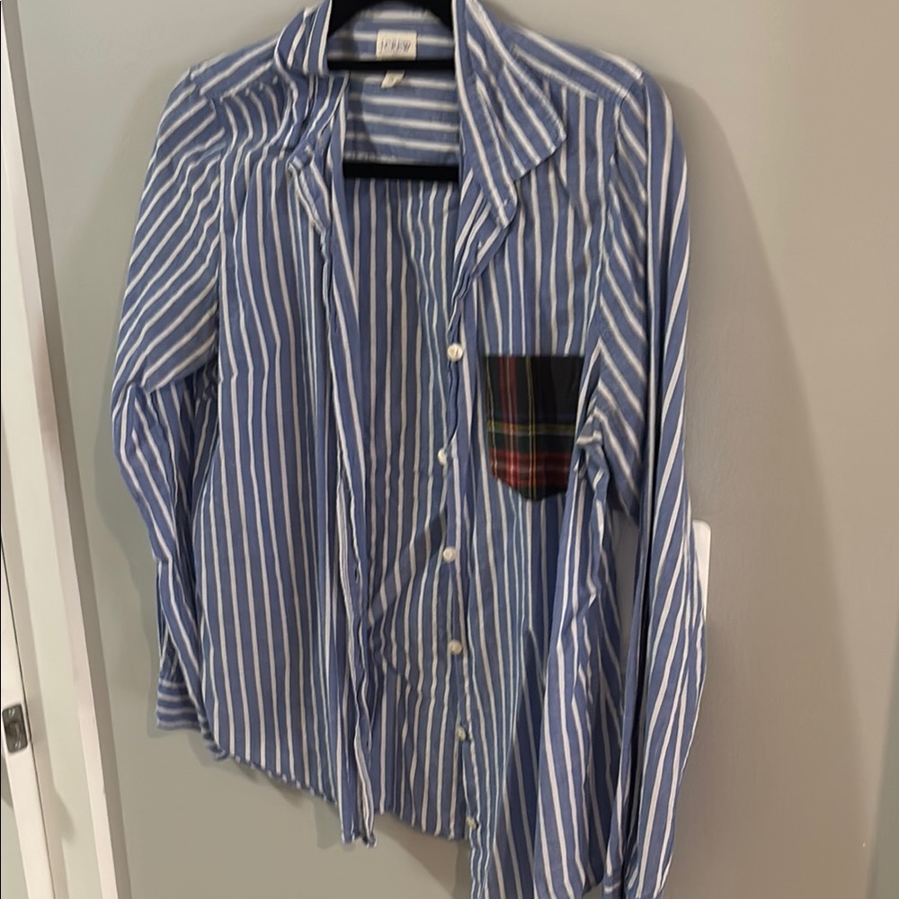J. Crew Striped Blue and White Top